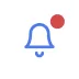 Blue bell notification icon with a red alert dot on the upper right corner.
