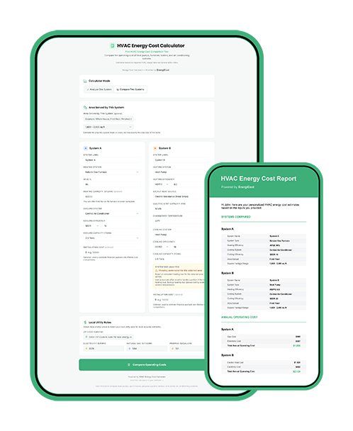 HVAC Energy Cost Calculator and personalized energy cost report