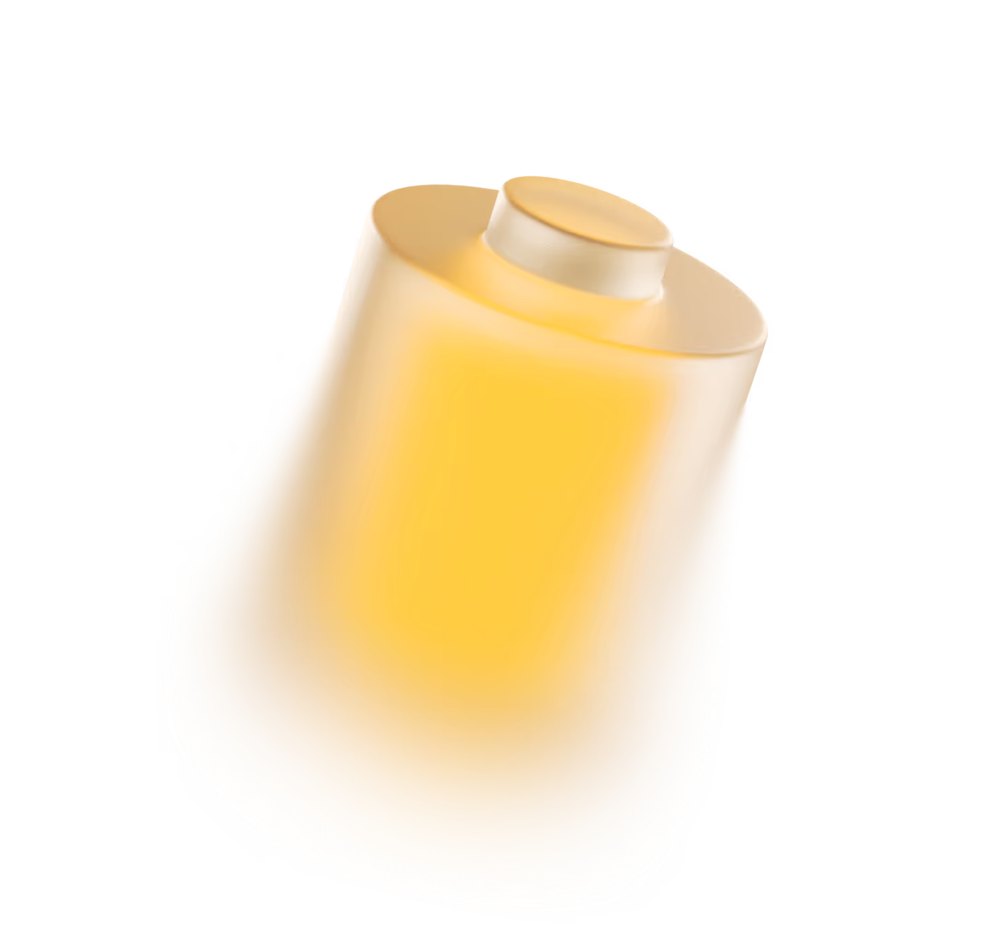 3D render of a semitransparent battery with yellow glow inside