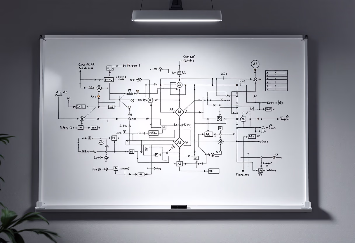 image of algorithm process on whiteboard