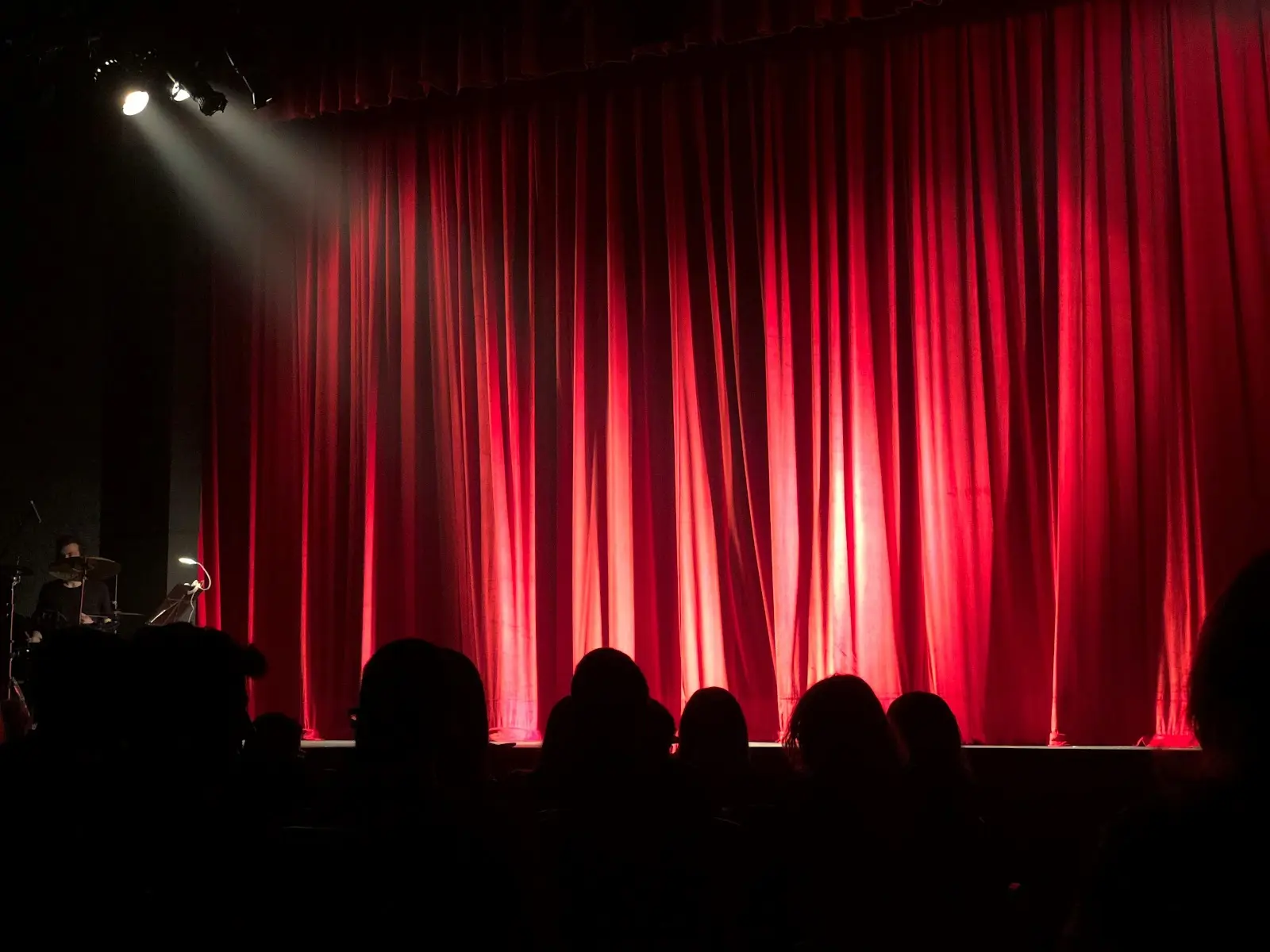 Dark color curtains in a theater