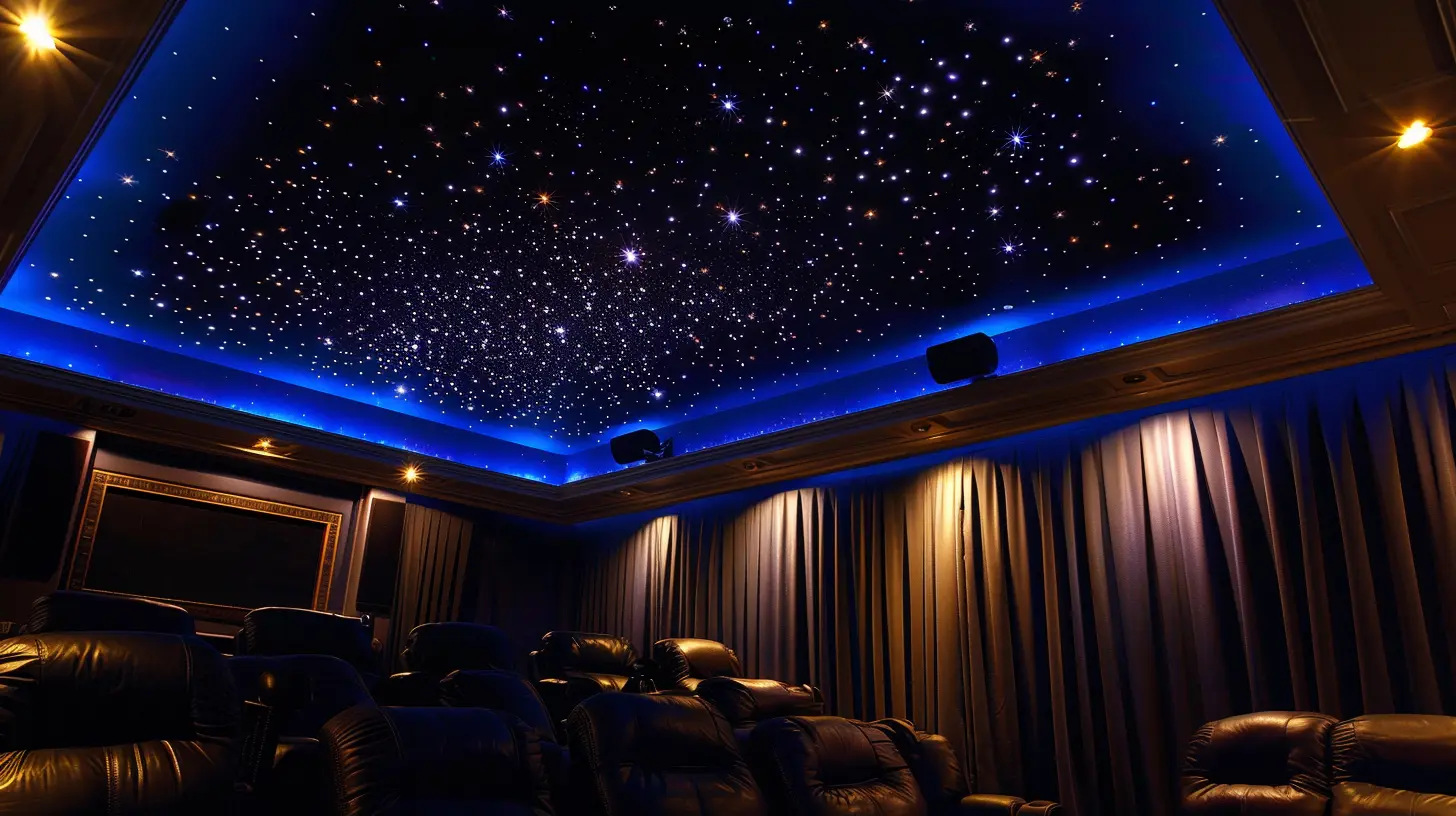 Faux star ceiling in a home cinema room