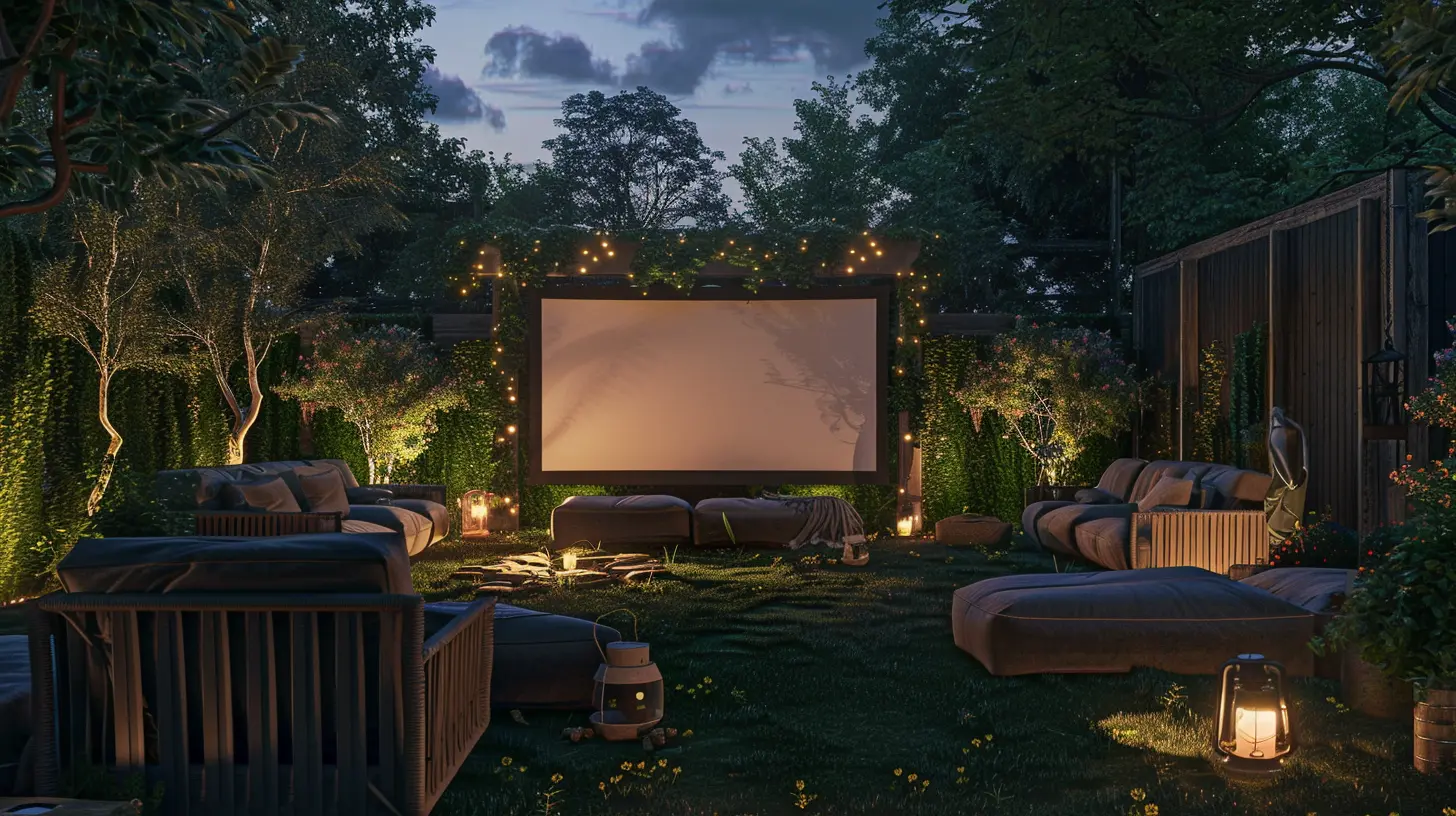 Outdoor home theater at night