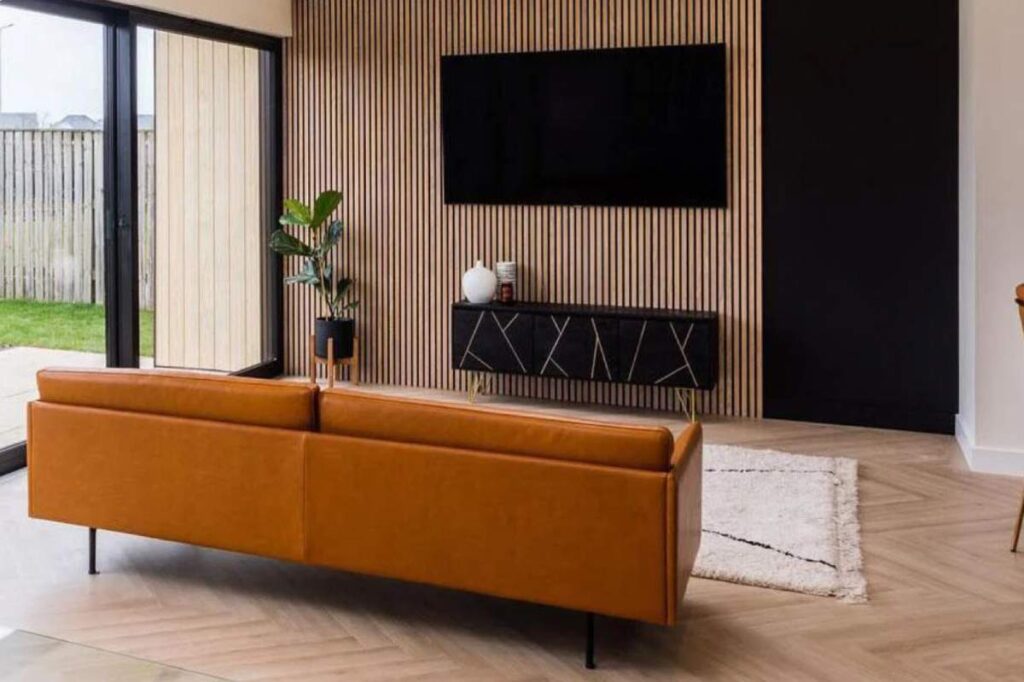 acoustic panels next to the home theater projector as accessory