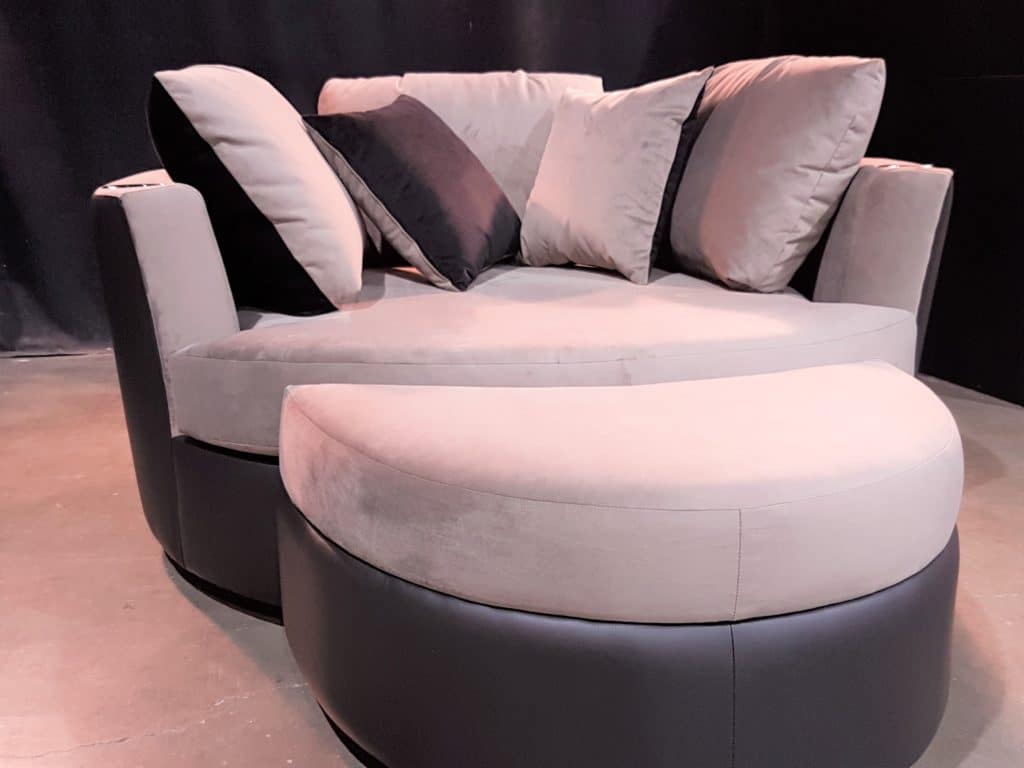 cuddle couch for a basement home theater