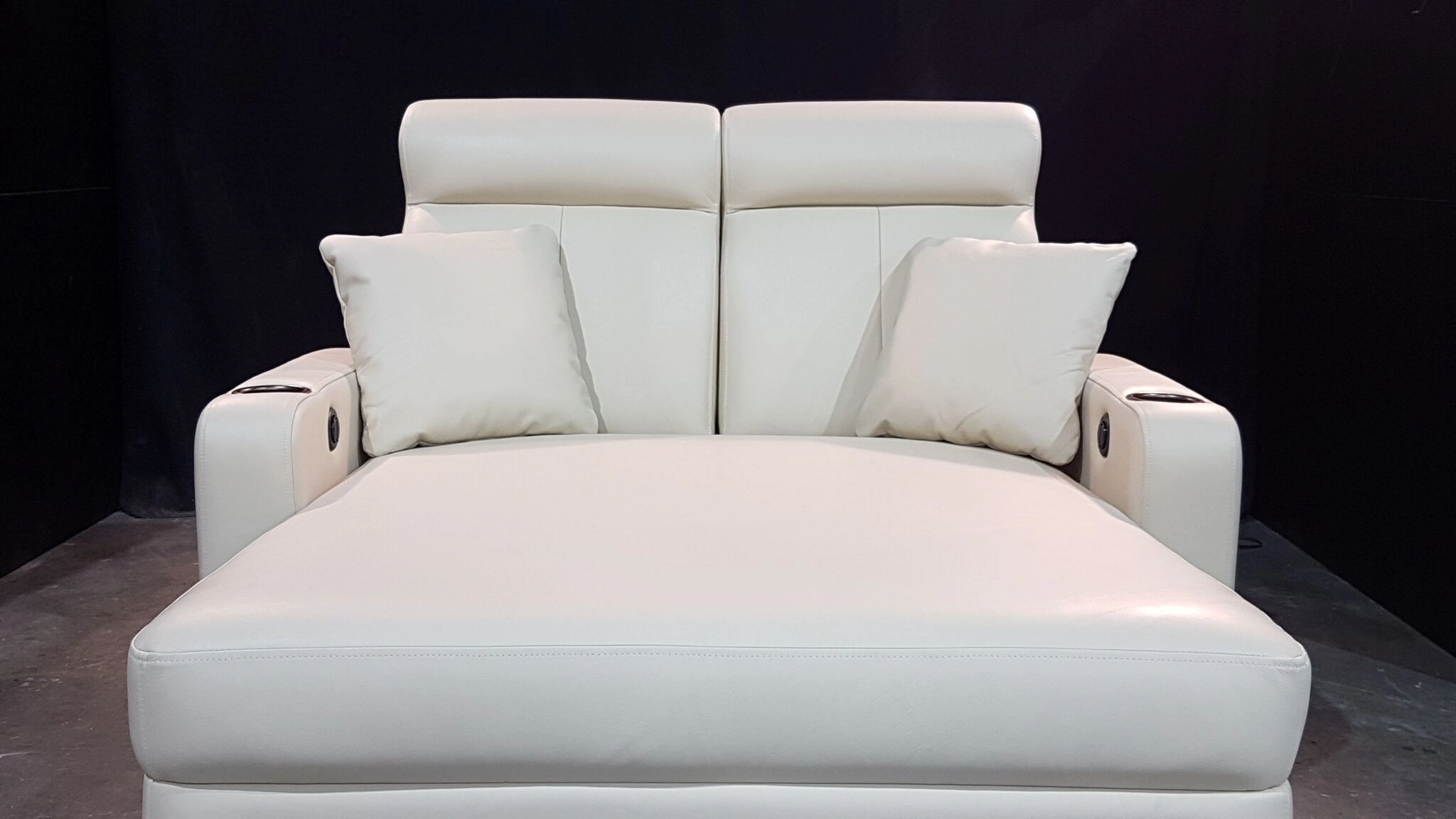 White Home Theater Seating in a small room
