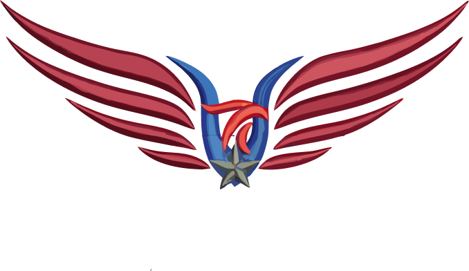 Stylized emblem featuring a blue anchor entwined by a red rope with red wings extending from both sides and a silver star at the base of the anchor.