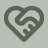 Two hands forming a heart shape icon in gray.
