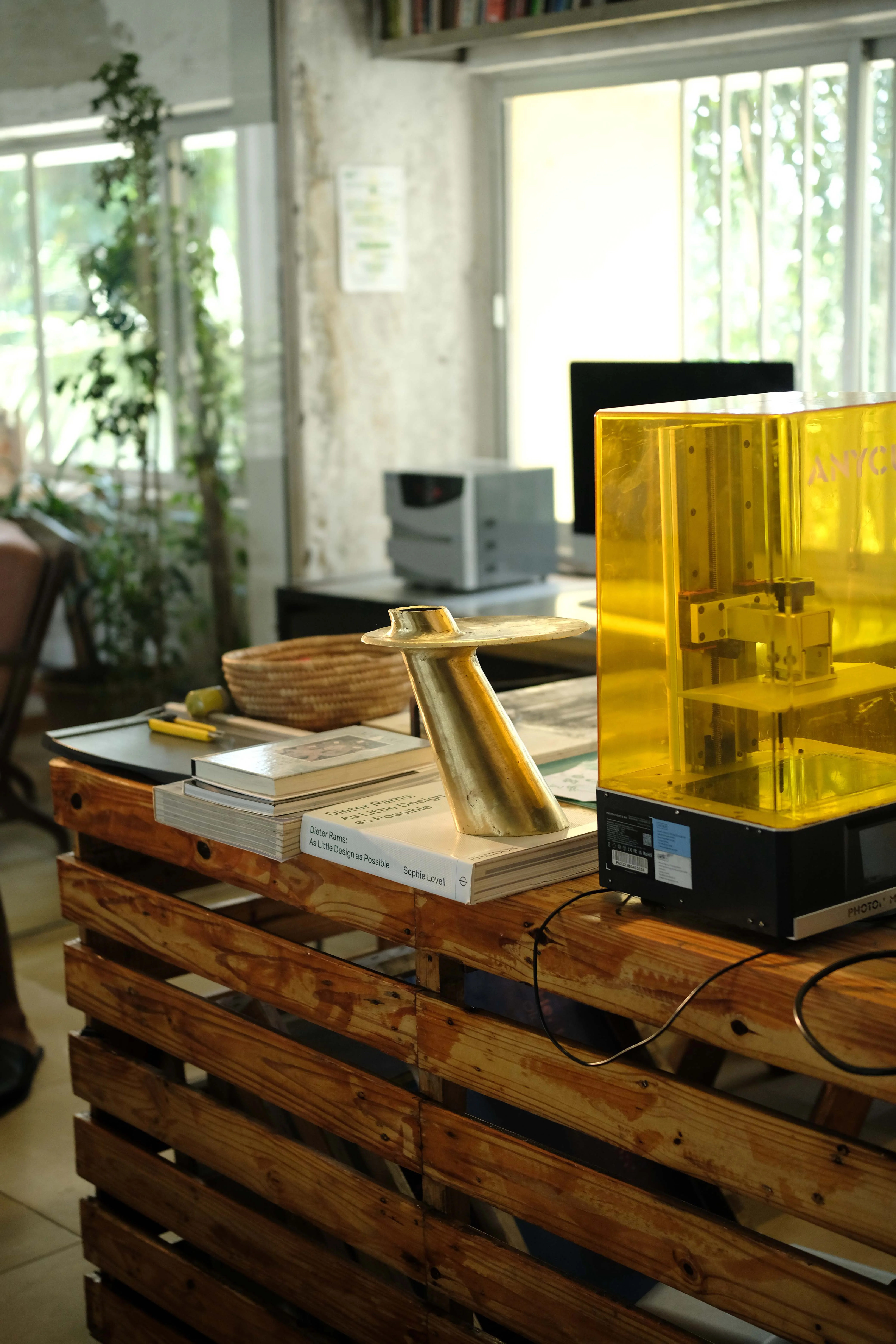 Adala vase detail — recycled brass surface finish