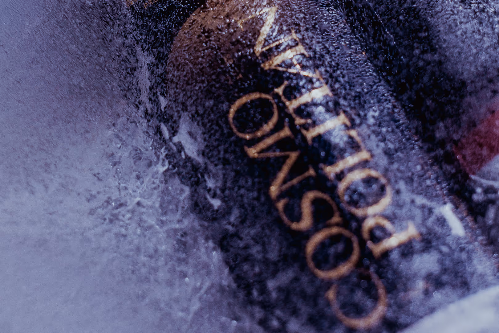 bottled cocktail can on ice.
