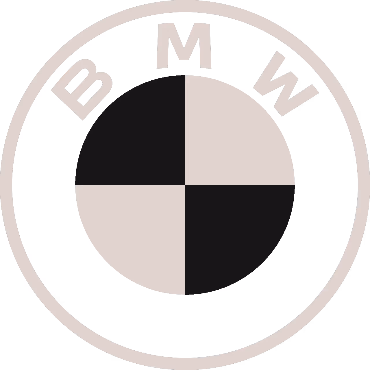 BMW logo with gray and black quartered circle and surrounding letters B, M, W.