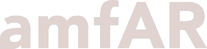 amfAR logo in large, light-colored letters on a transparent background.
