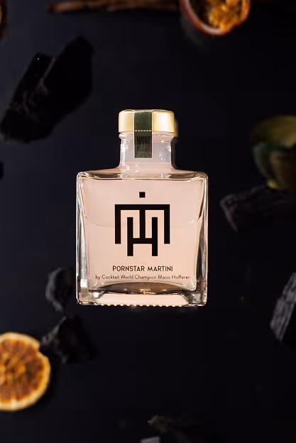 Image of the bottled cocktail pornstar martini.