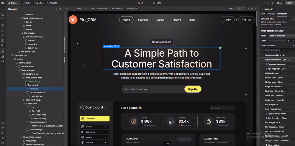 Pluggo-  A Scaleable CRM Landing Page Webflow Template