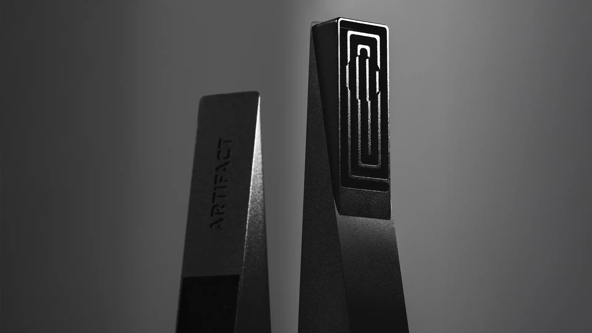 a designer modern smoking pipe called Tempest on display in an art gallery