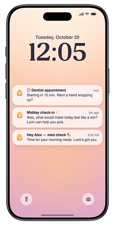 Image of Lumi's ADHD planner app for IOs and android