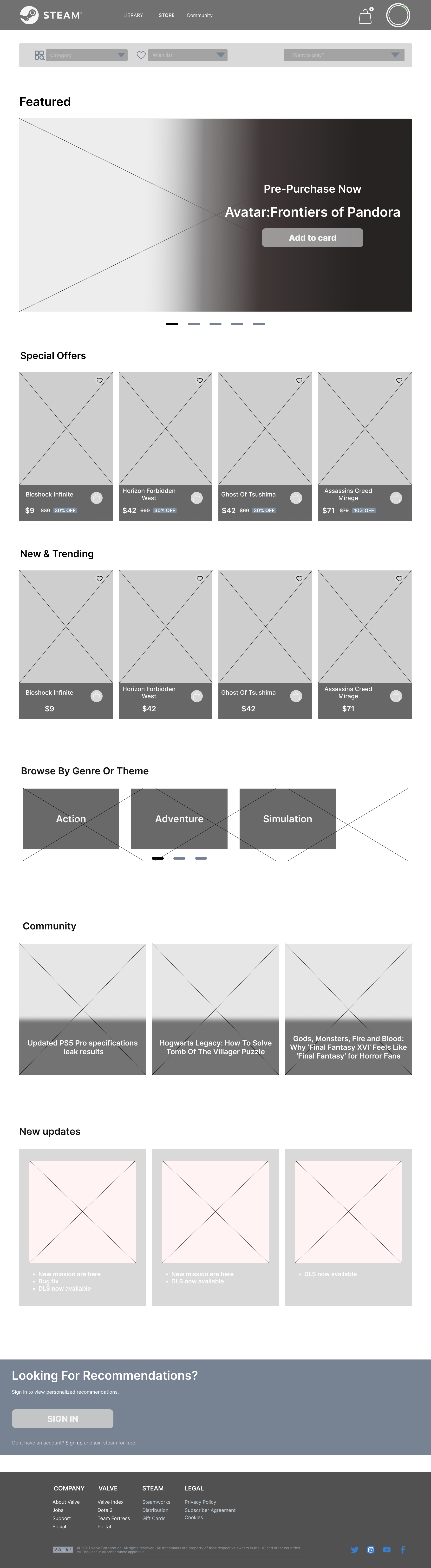 Home Page Wireframe