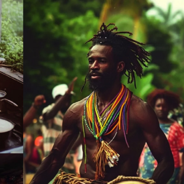 Jamaican drummer in motion