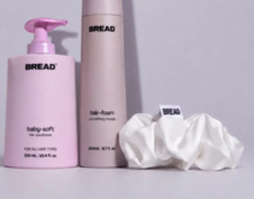 BREAD baby-soft, hair-foam, and a satin scrunchie