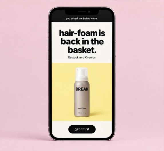 Restock email mockup