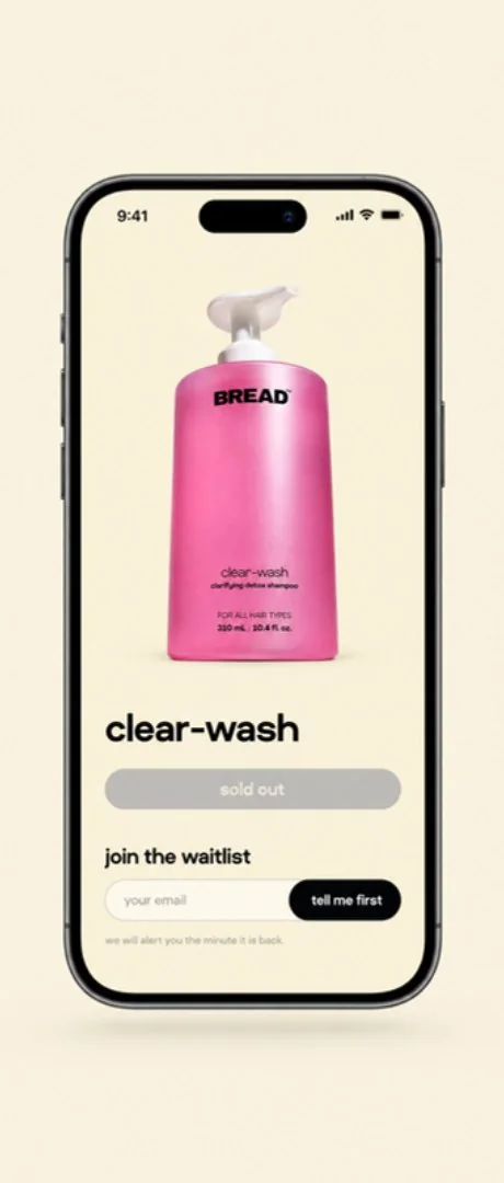 Waitlist sign-up on a sold out product