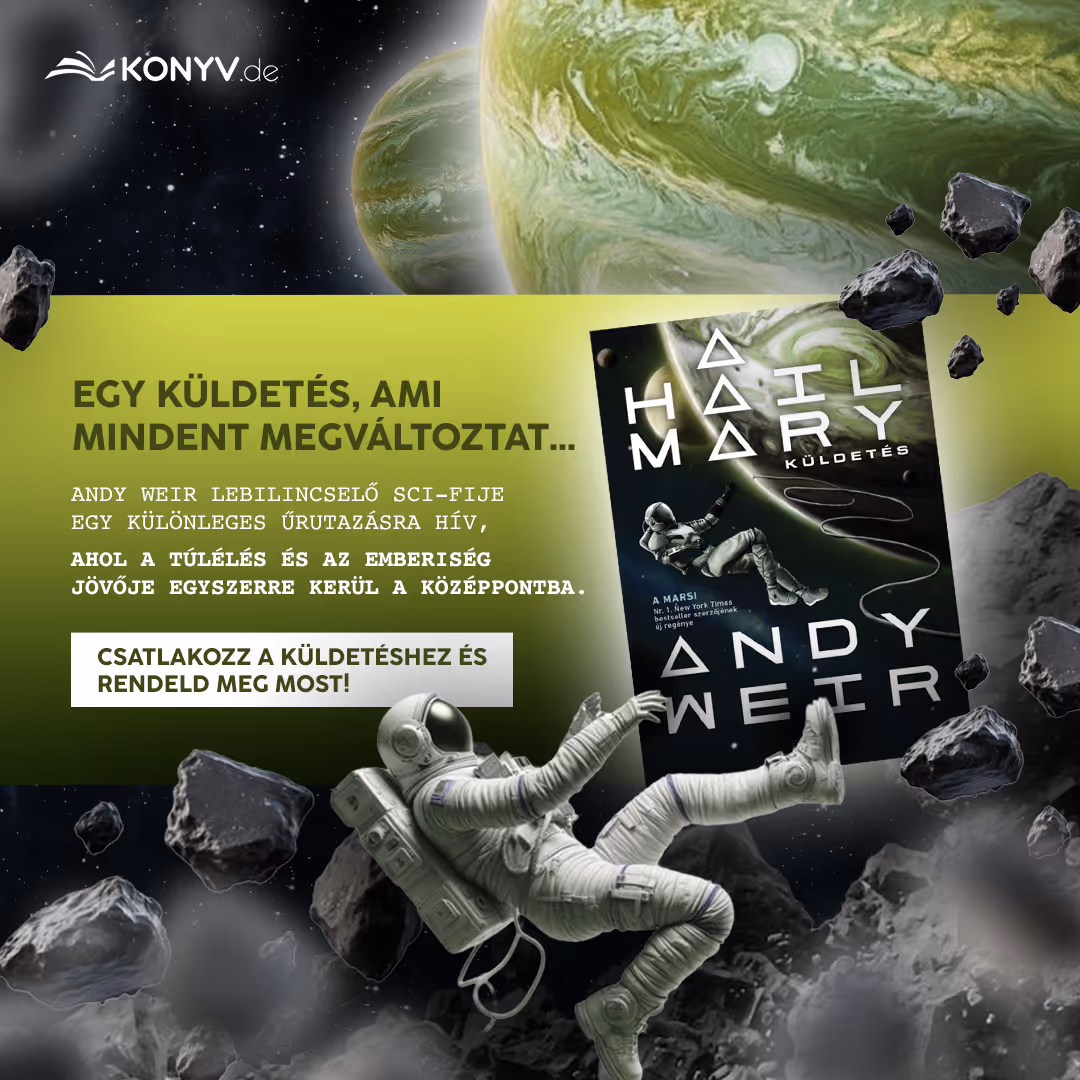 Book cover of Hail Mary by Andy Weir with an astronaut floating in space near asteroids and planets.