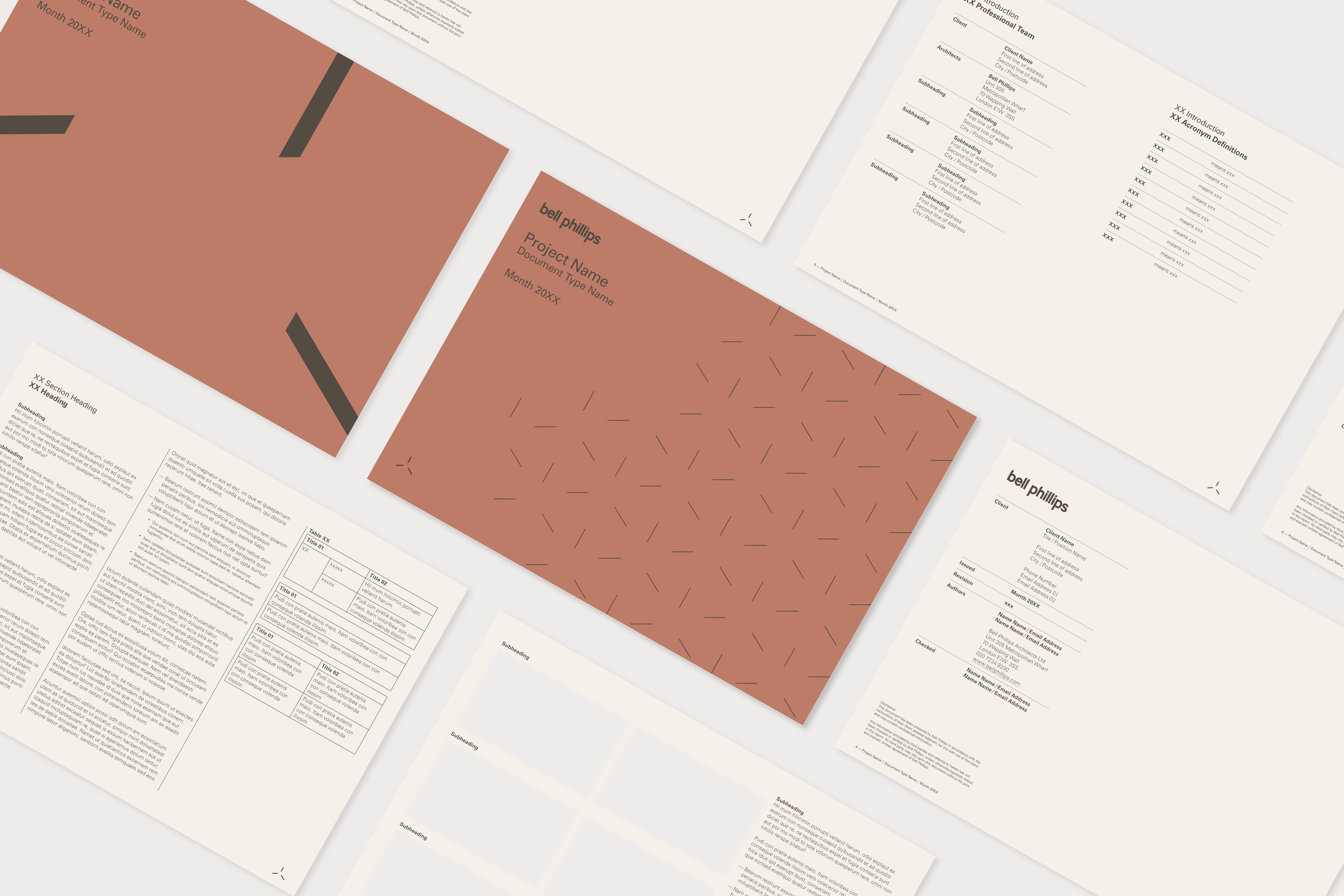 Bell Phillips Architects branded document template design