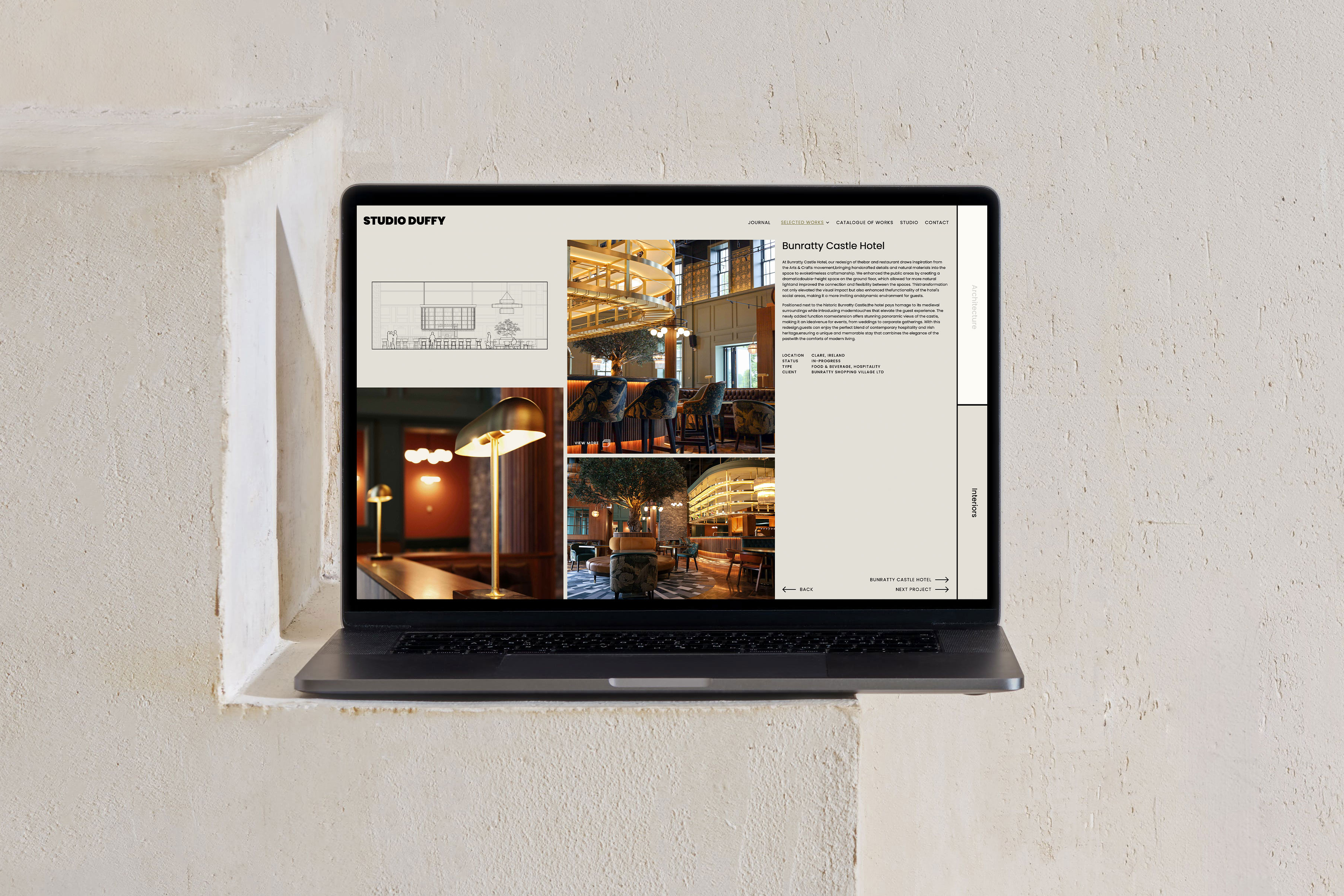 Studio Duffy website — interiors section desktop view