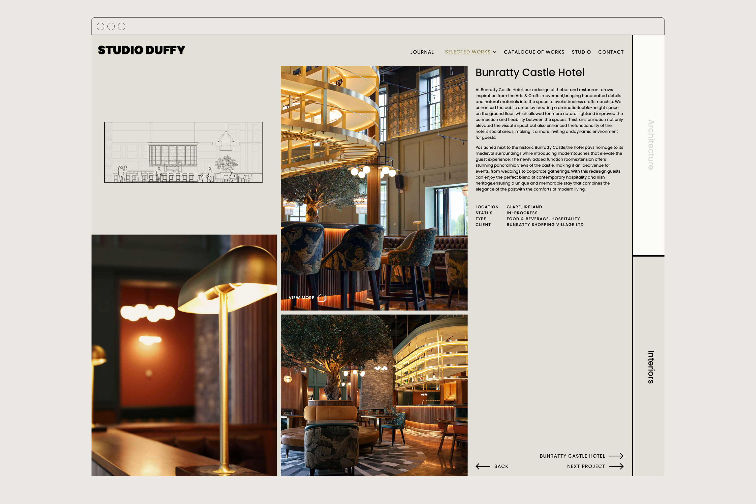 Studio Duffy website — interiors portfolio page