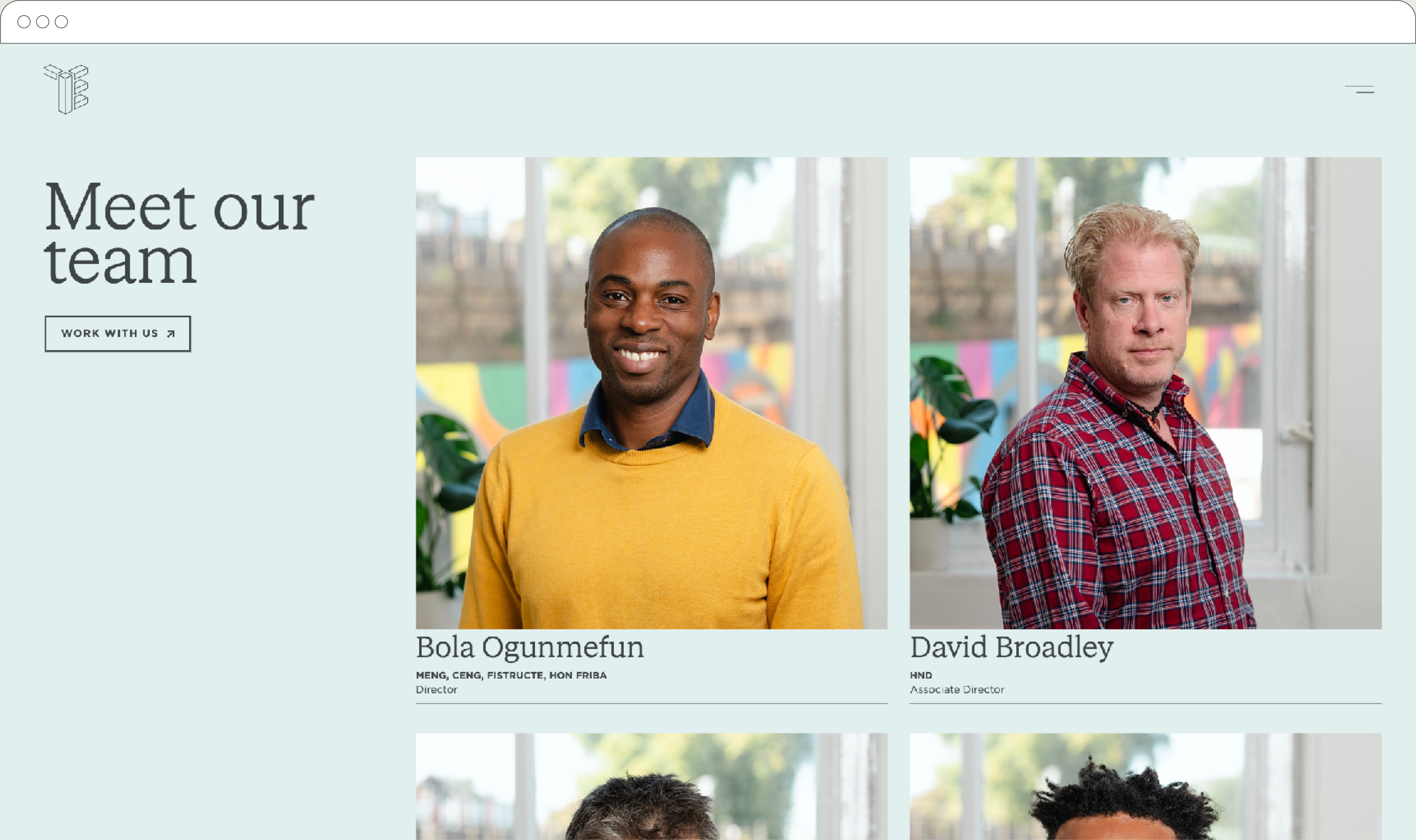 Tisserin Engineers website — homepage hero section