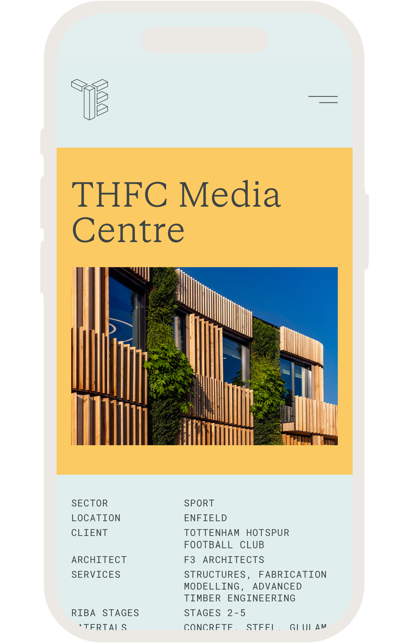 Tisserin Engineers website — mobile view 01