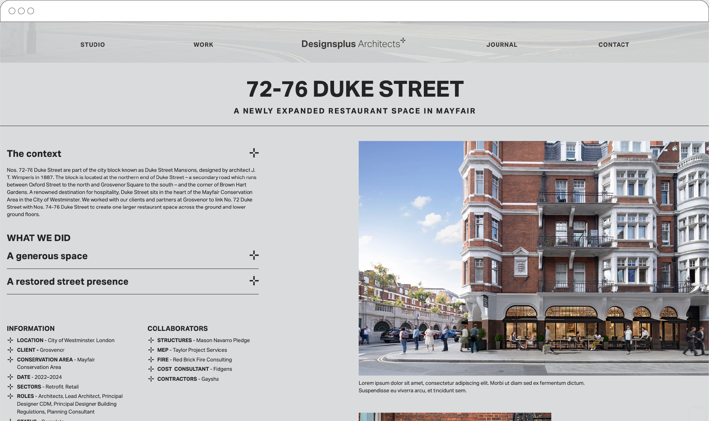 Designsplus Architects website — desktop view 01
