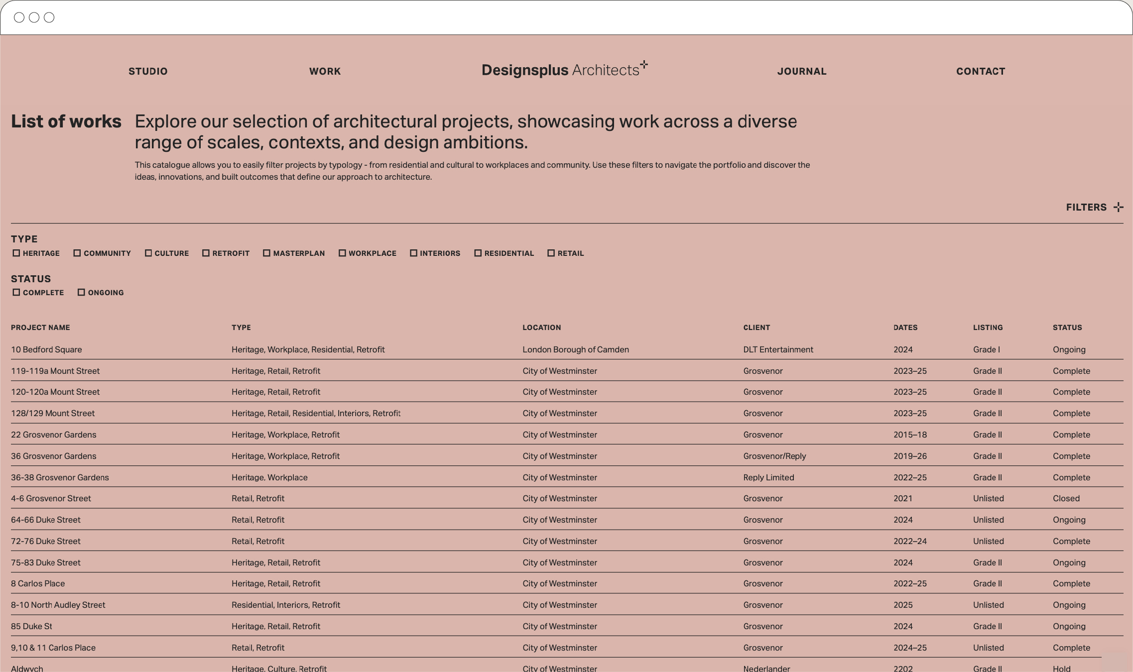 Designsplus Architects website — heritage project page