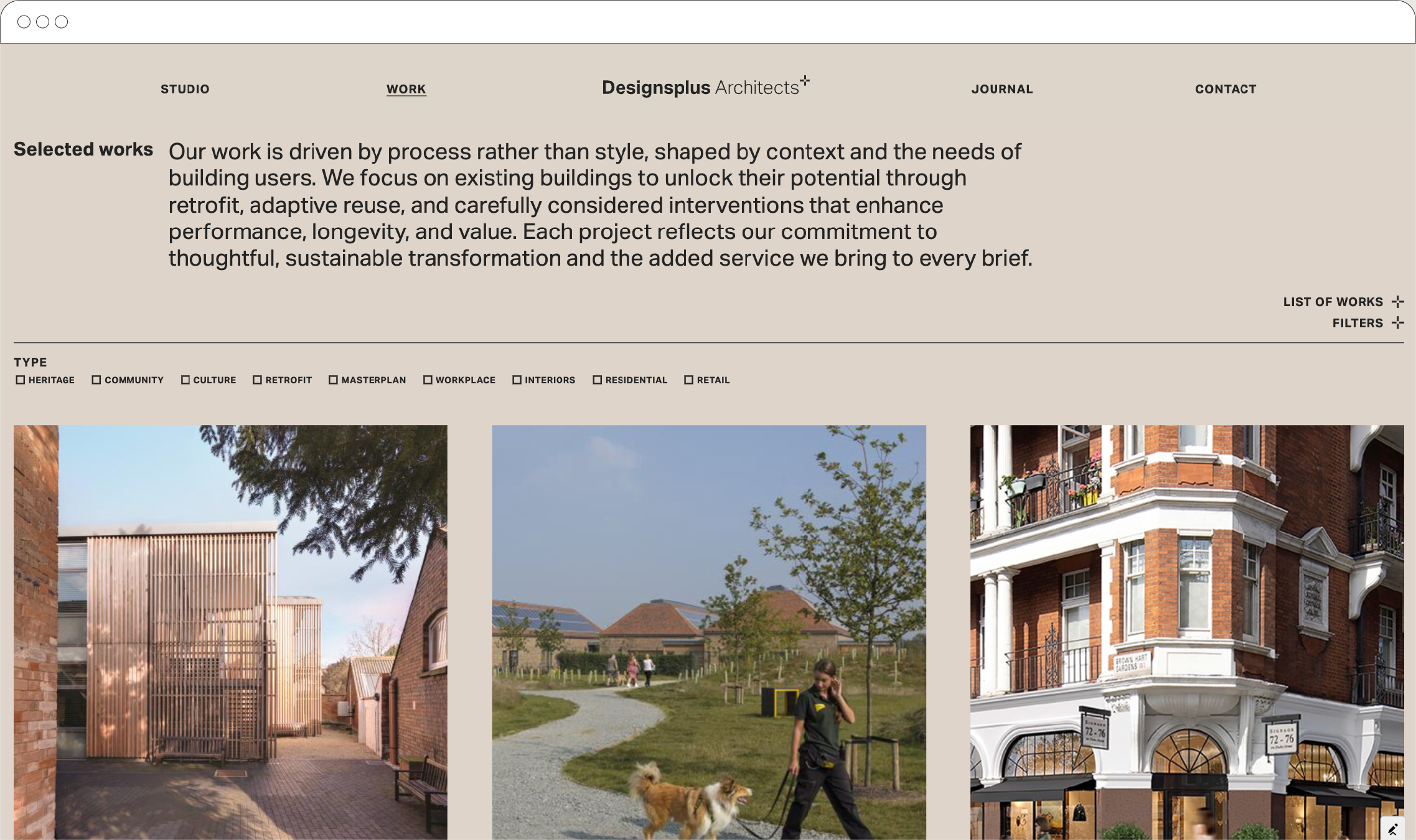 Designsplus Architects website — conservation project detail