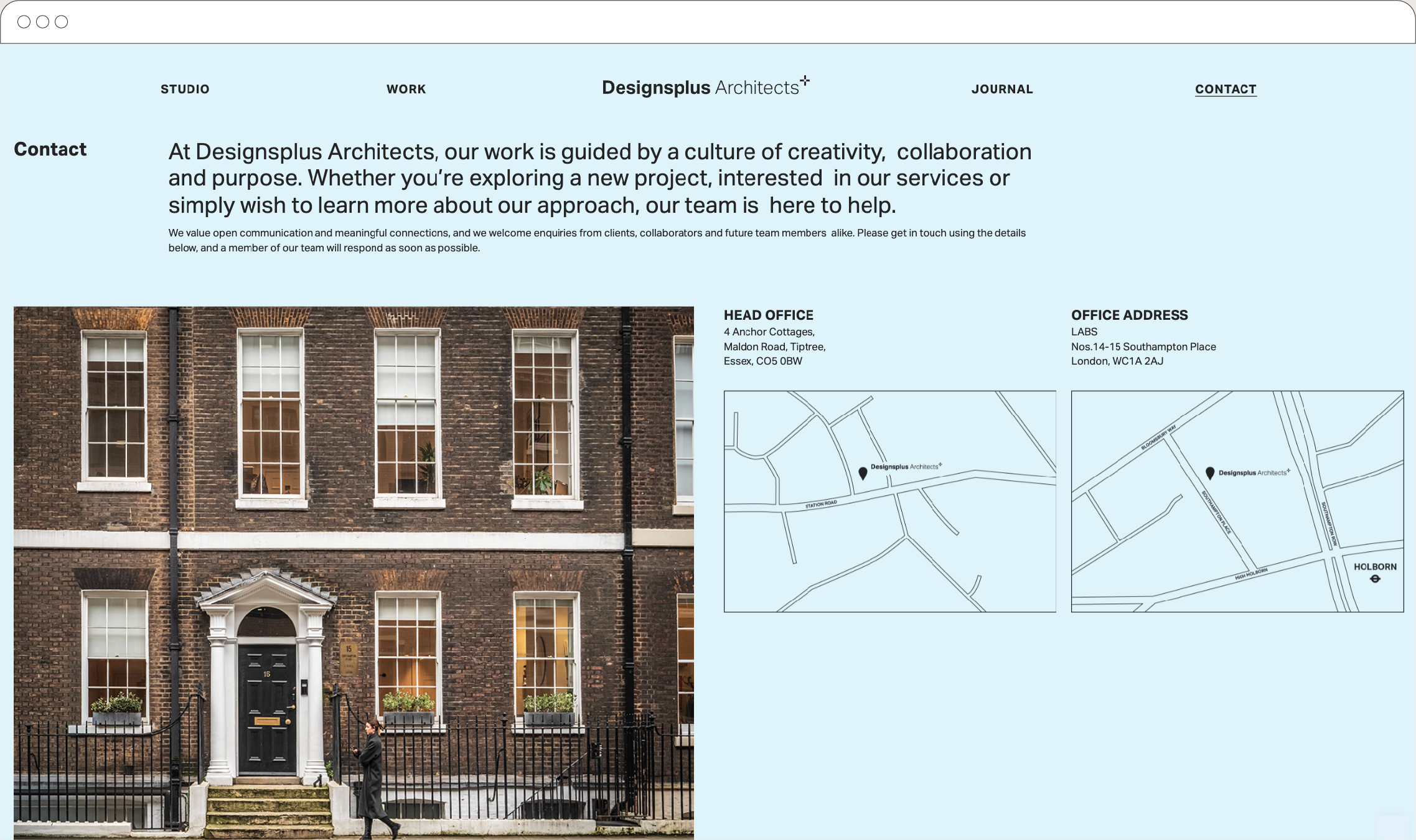 Designsplus Architects website — contact page