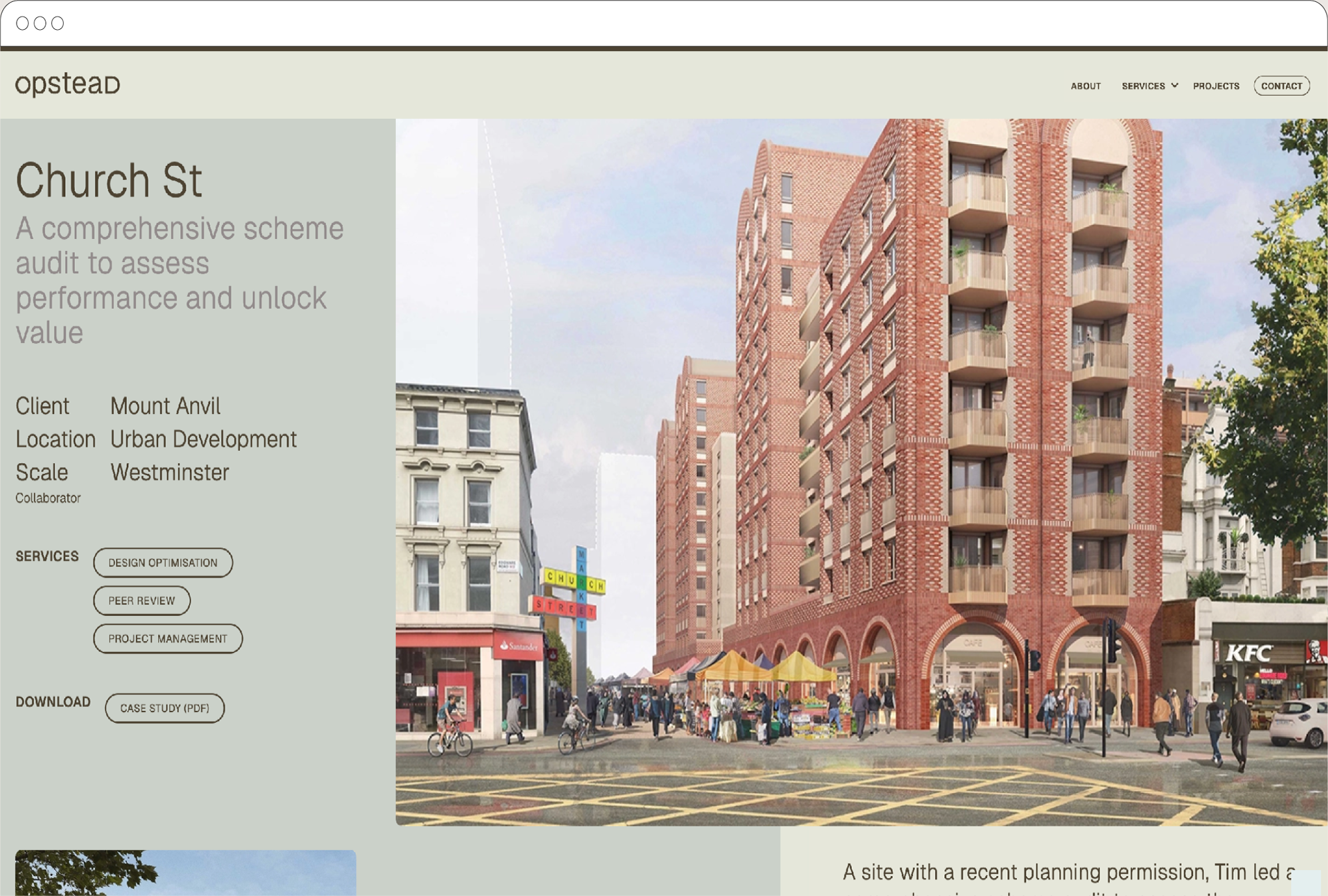 Opstead website — projects section