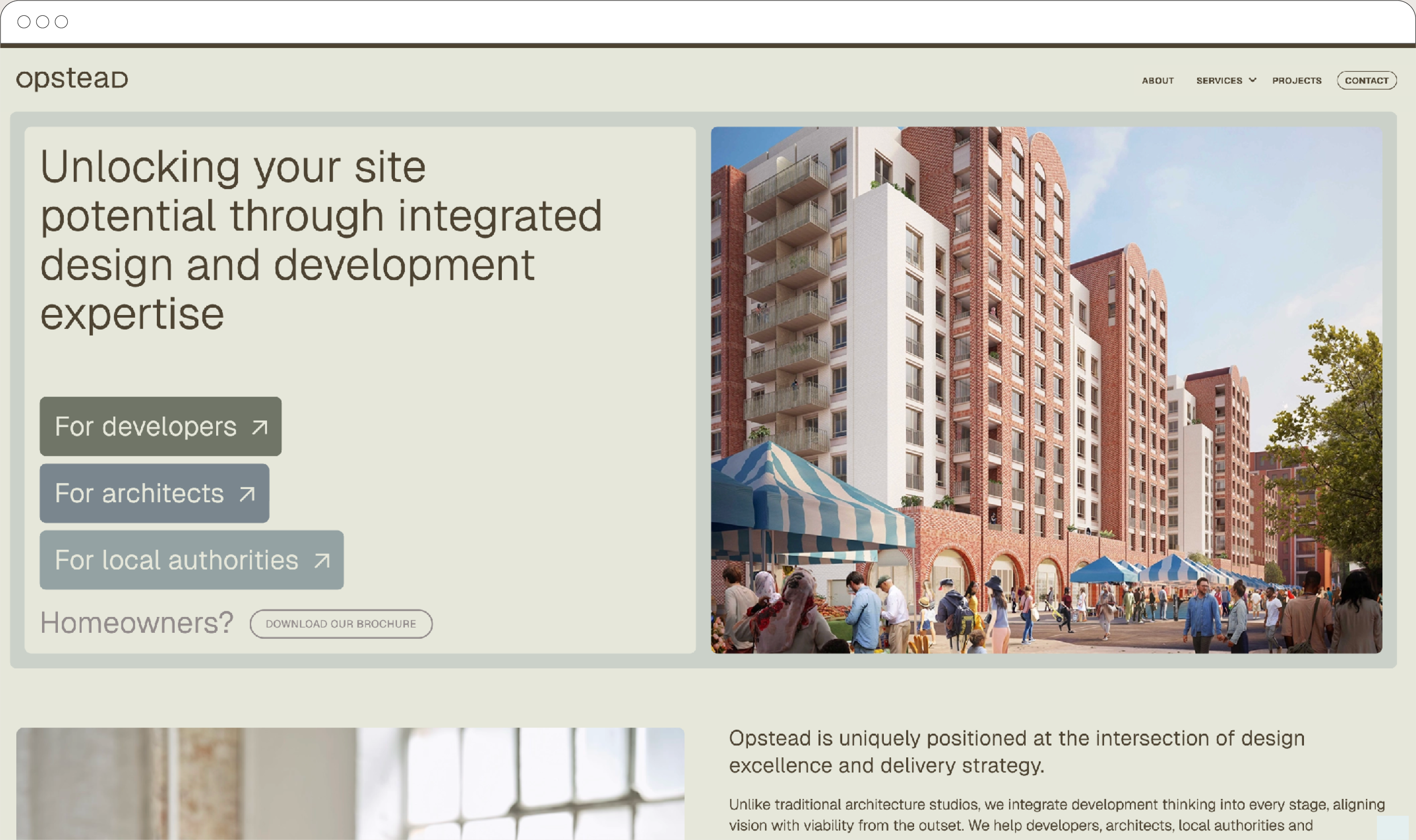 Opstead website designed by Alice Bosc Studio — homepage