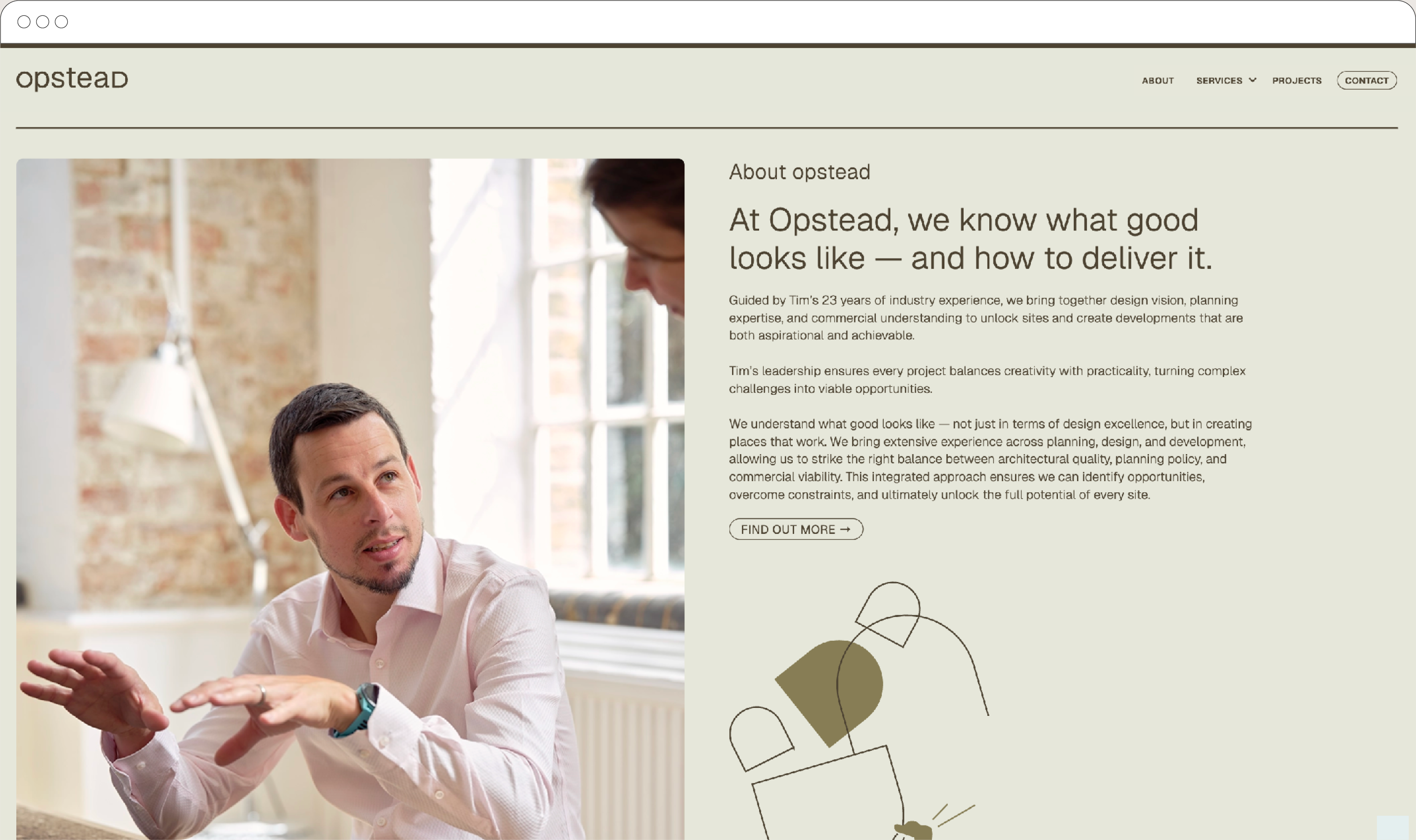 Opstead website — about page