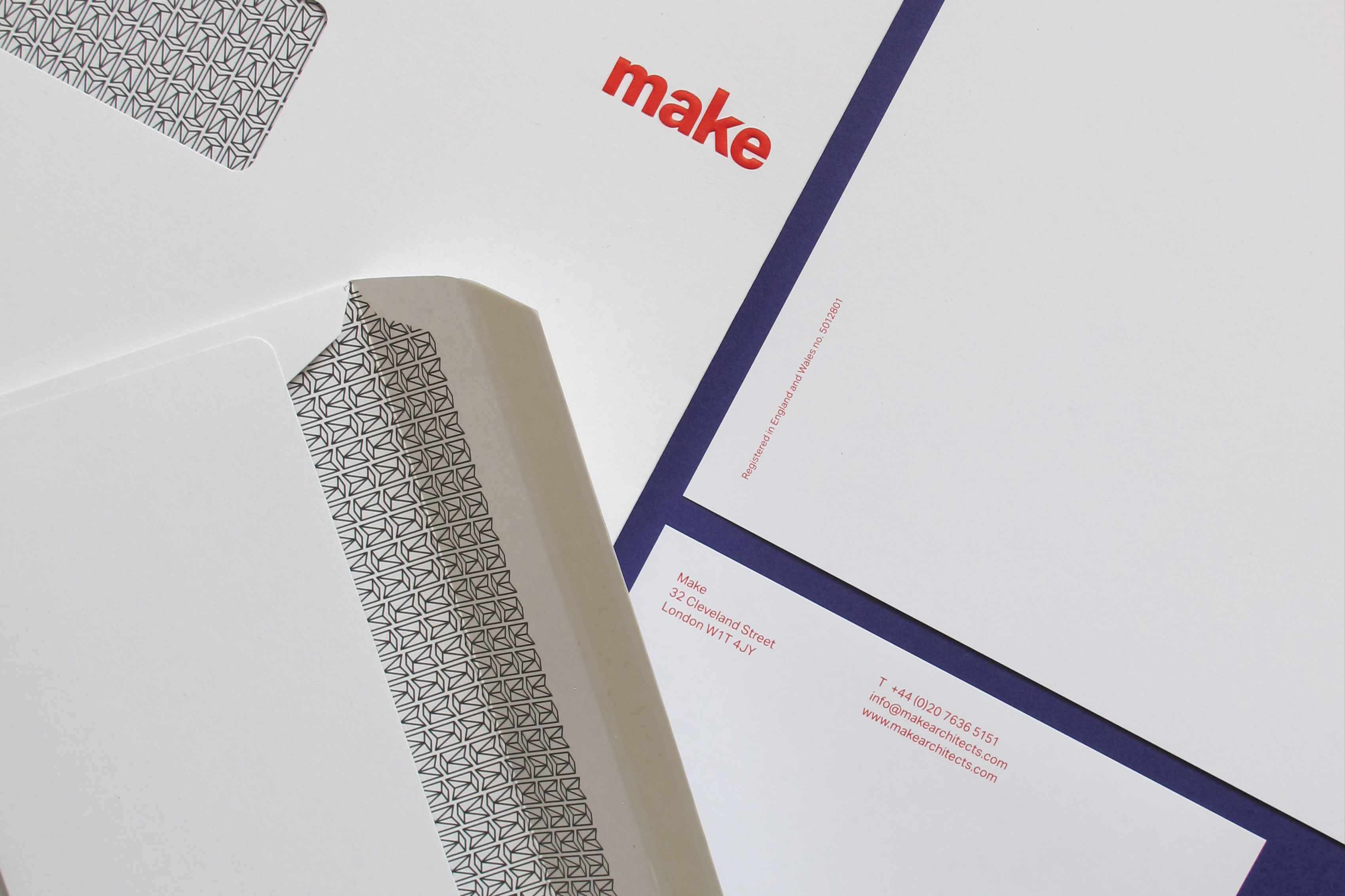 Make Architects envelope with 55 Baker Street safety pattern