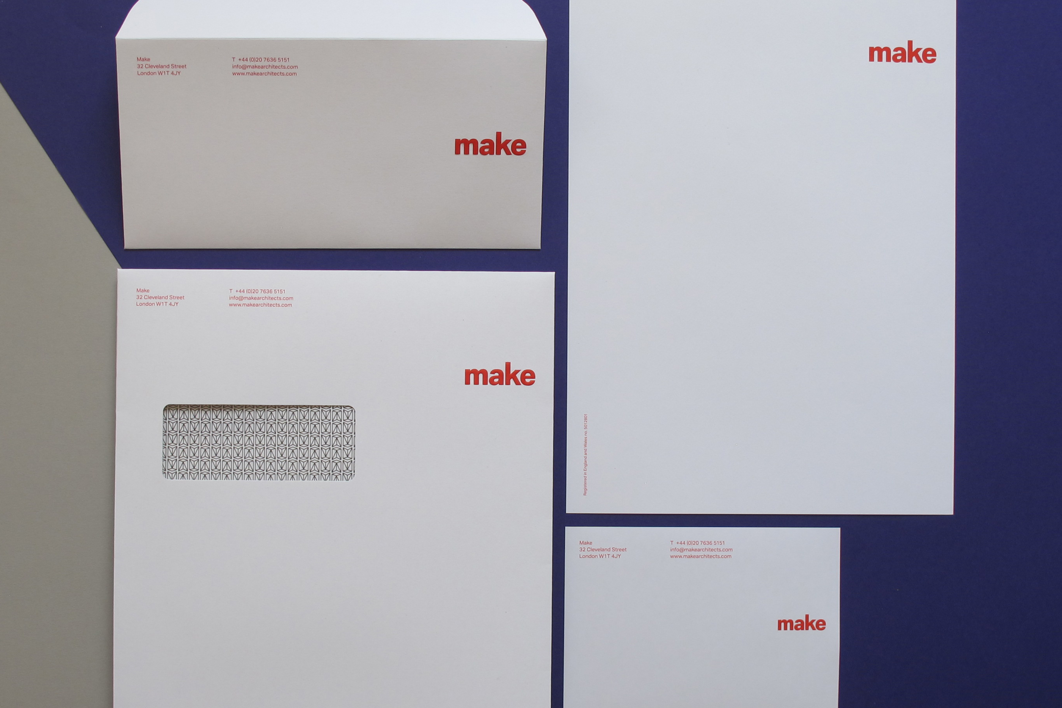 Make Architects stationery suite — close-up detail