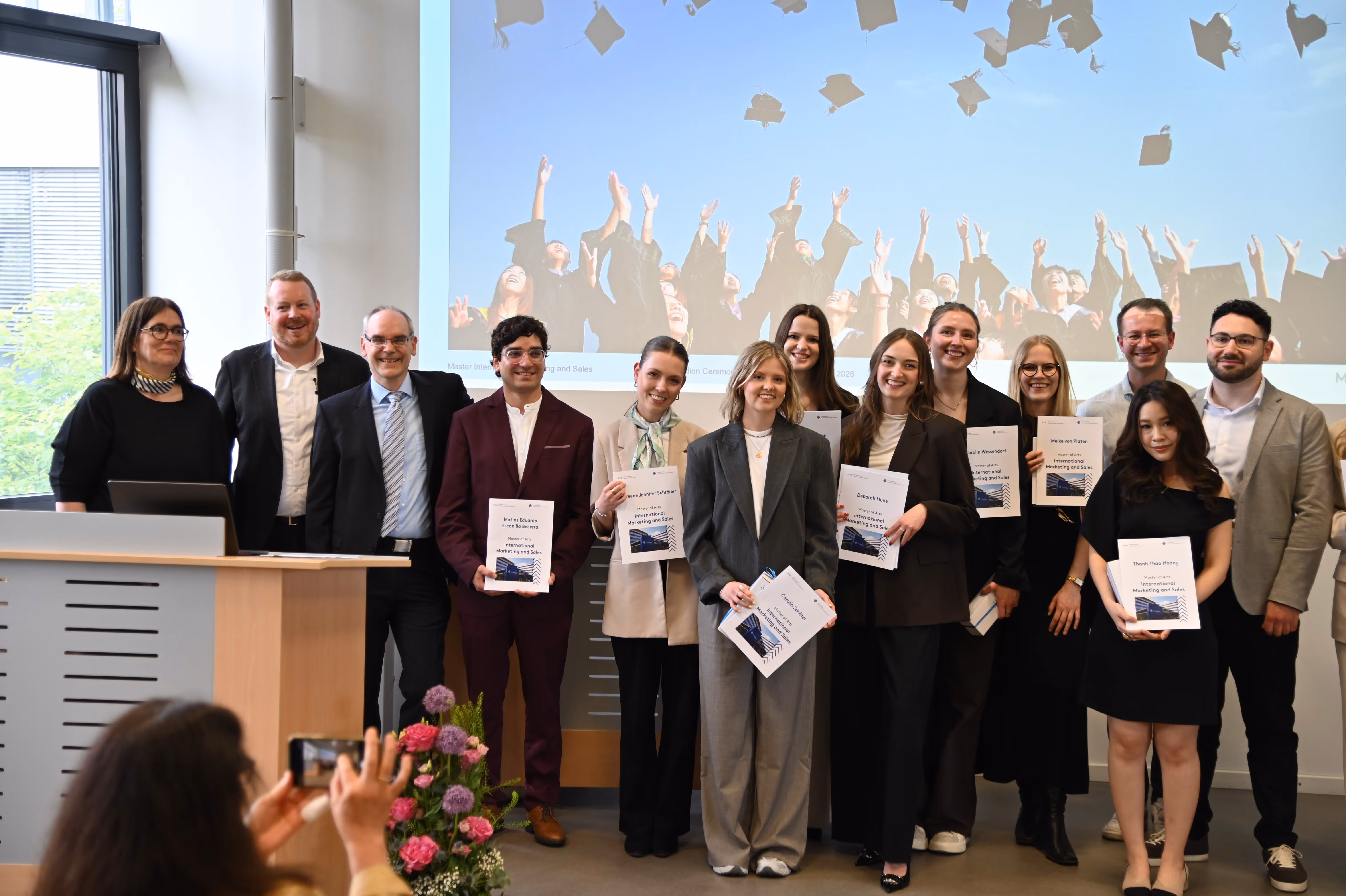 IMS graduates receiving certificates during the Graduation Ceremony 2026 at FH Münster.