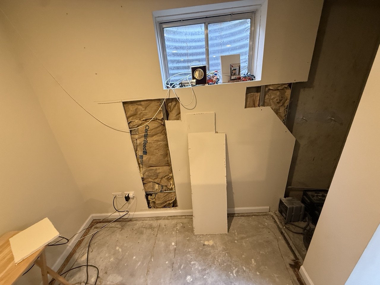 Basement drywall repair before finishing in Bolingbrook, IL
