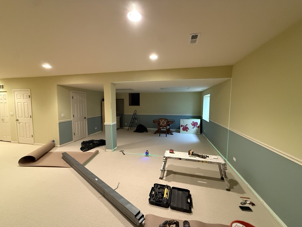 Room before new partition wall installation in Darien, IL