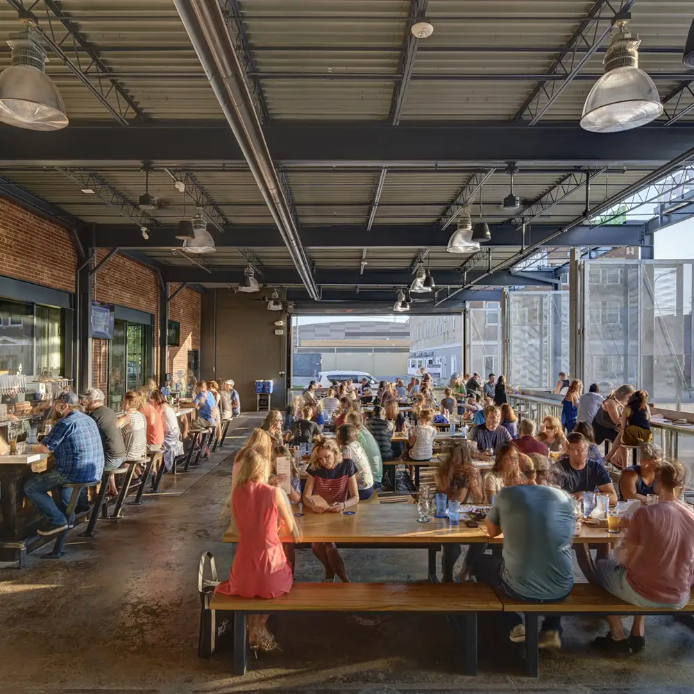 Patio of People at the Taproom at Wonder Bread in Waterloo, Iowa