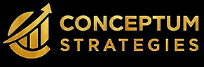 Conceptum Strategies logo with a stylized upward arrow graph icon in gold and text in gold on a black background.