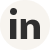 LinkedIn logo in black on a white circular background.