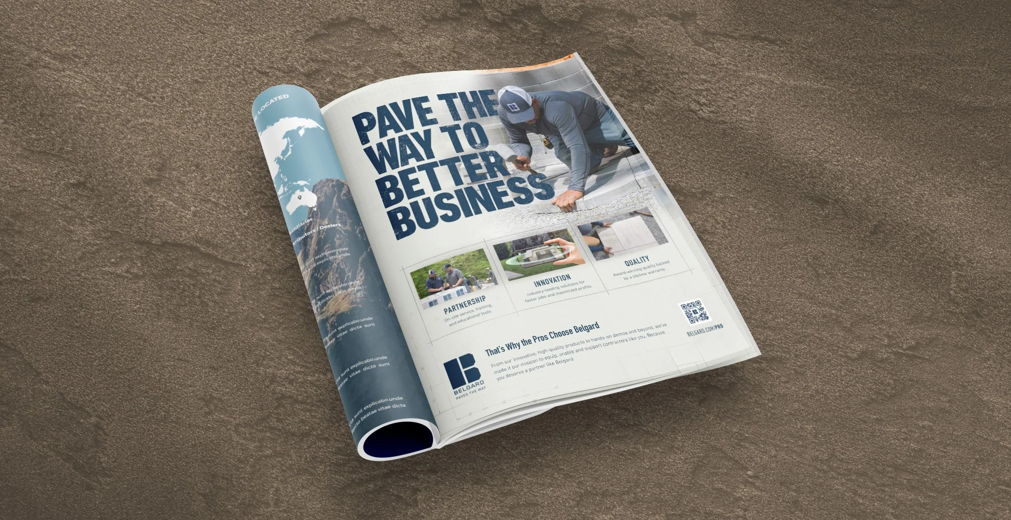 Photograph of a Belgard magazine print ad