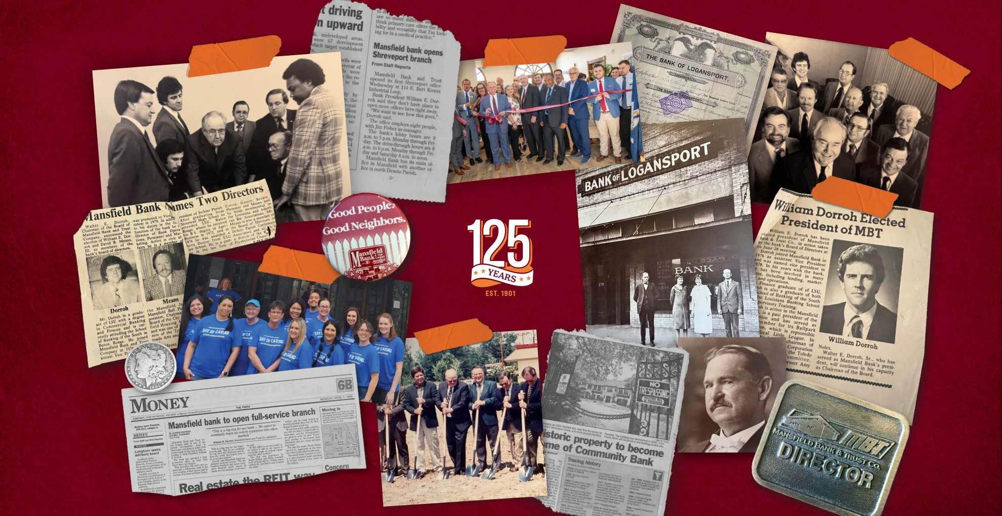 Collage of historical images of Community Bank of Louisiana