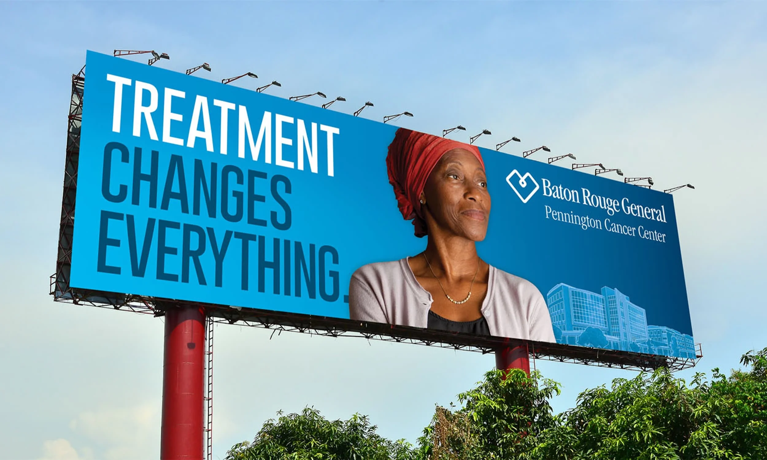 Billboard with woman with the message "Treatment Changes Everything"
