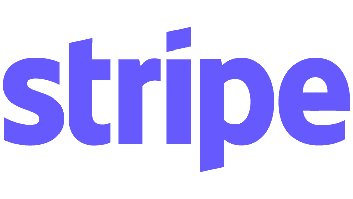 Stripe company logo in blue lowercase letters.